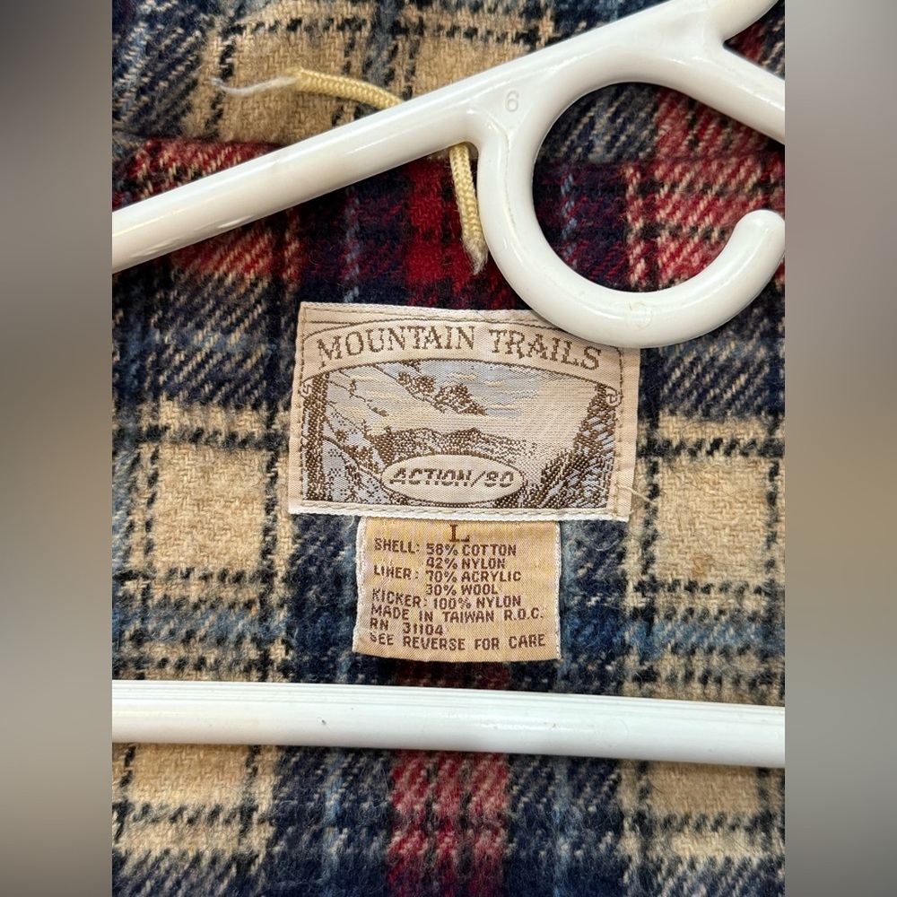 Beige Mountain Trails Plaid Lined Parka Jacket L - Picture 16 of 16